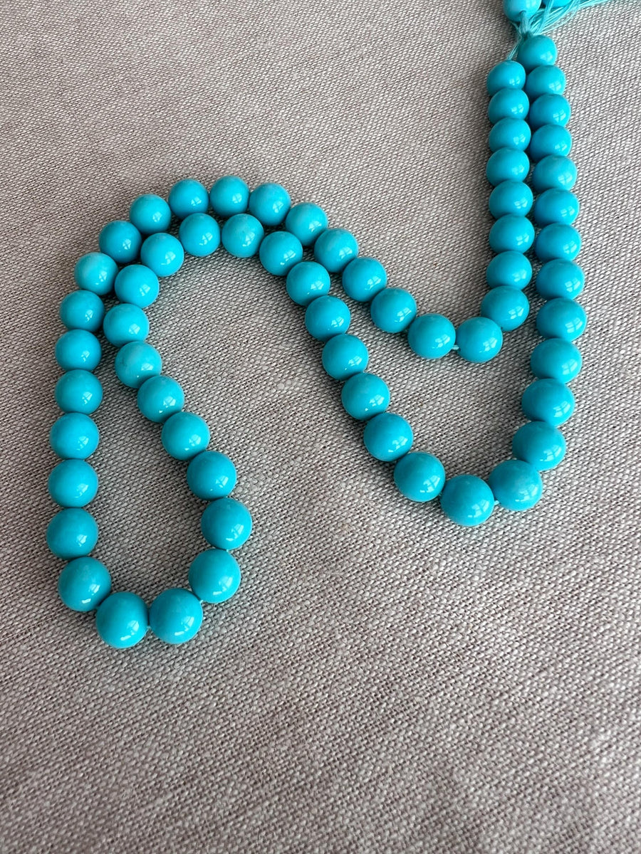 Sleeping Beauty Turquoise Smooth Round Beads, AAA+, Arizona Turquoise, GIA Certified, 7mm