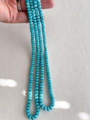16-inch strand of AA+ Arizona Sleeping Beauty Turquoise carved melon beads, graduated from 5.5mm to 9mm for jewelry making.