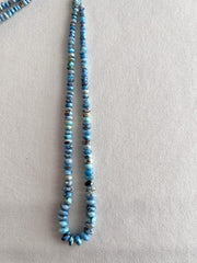 15-inch strand of AAA Golden Hills Turquoise smooth rondelle beads from Kazakhstan, graduated from 4mm to 7.5mm for jewelry making.
