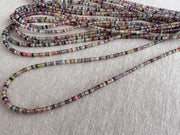 16-inch strand of natural unheated Sapphire faceted rondelle beads in assorted colors, graduated from 2.5mm to 4mm.
