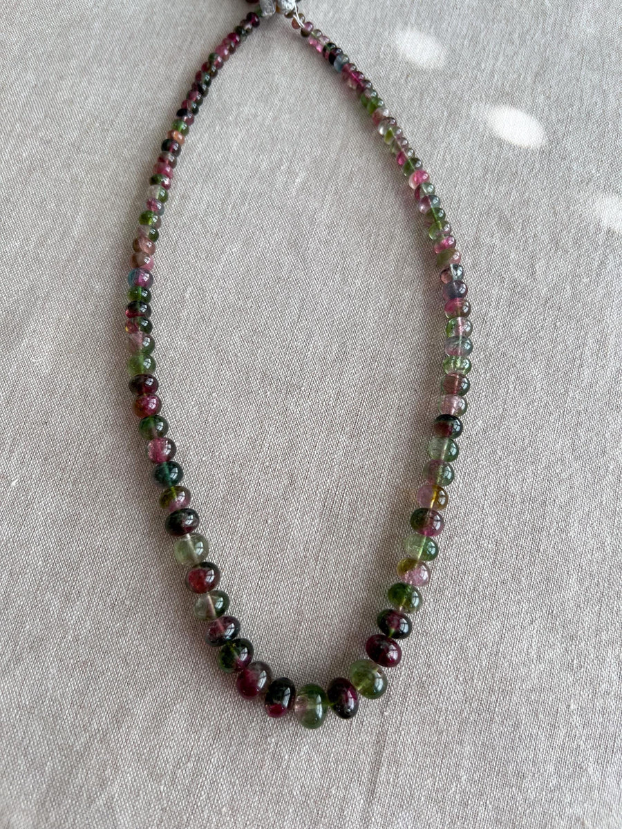 AAA-grade natural bi-color tourmaline smooth rondelle gemstone beads, graduated from 5.5mm to 11mm, featuring beautiful natural color variations for jewelry making. full strand