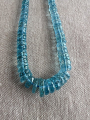 Gem Grade Brazilian Santa Maria Aquamarine faceted rondelle beads, natural and unheated with beautiful blue color.