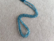 Strand of natural Santa Maria Aquamarine faceted tyre beads, graduated from 4mm to 9.5mm, for jewelry making.