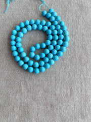 AAA+ Sleeping Beauty Turquoise smooth round beads, natural Arizona turquoise, 6mm, 16-inch gemstone strand.