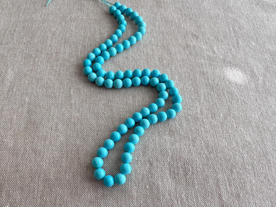 AAA+ Sleeping Beauty Turquoise smooth round beads, natural Arizona turquoise, 6mm, 16-inch gemstone strand. full strand 