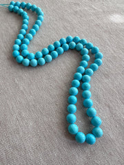 AAA+ Sleeping Beauty Turquoise smooth round beads, natural Arizona turquoise, 6mm, 16-inch gemstone strand. full strand 
