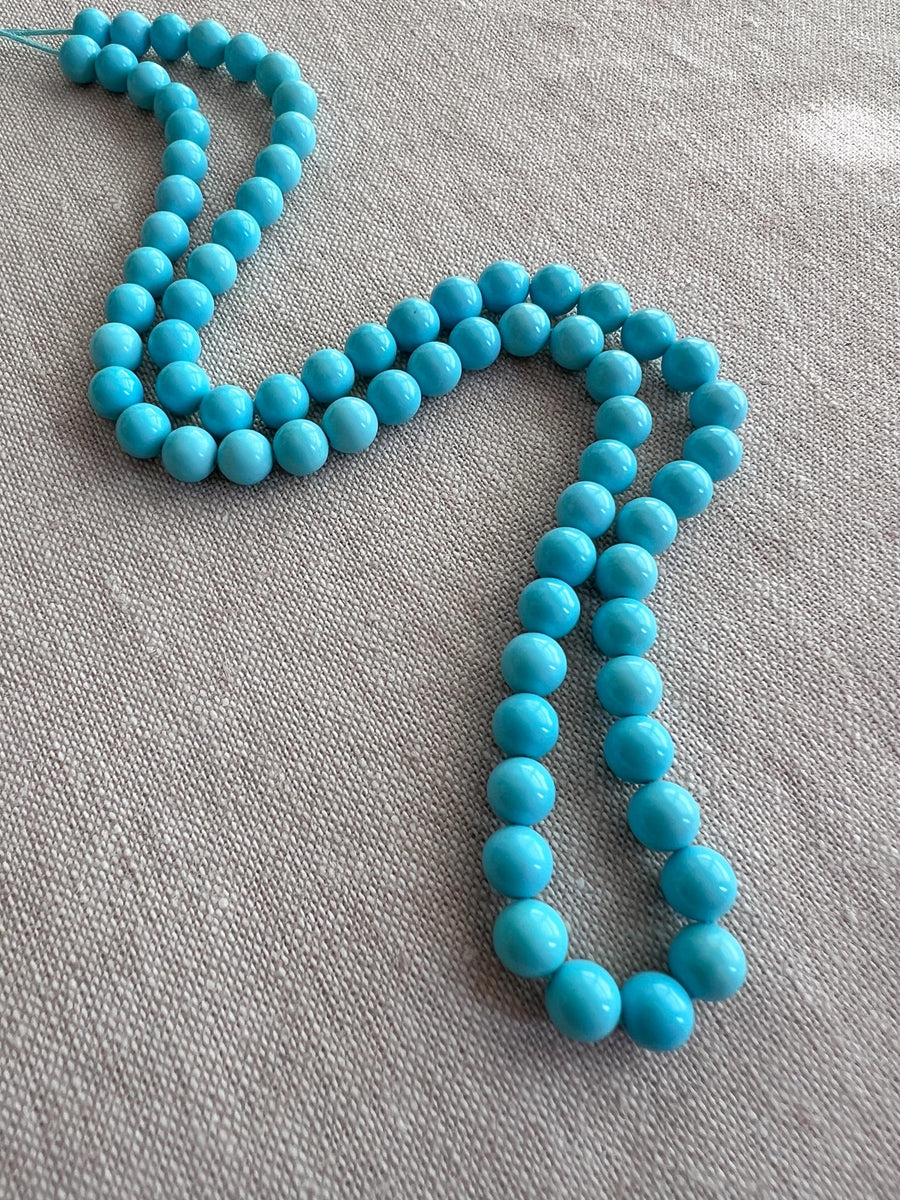 AAA+ Sleeping Beauty Turquoise smooth round beads, natural Arizona turquoise, 6mm, 16-inch gemstone strand. full strand 