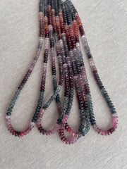 AAA natural multi-color Spinel carved rondelle gemstone beads, 5mm–6mm, for jewelry making. multiple strands, 5 strands