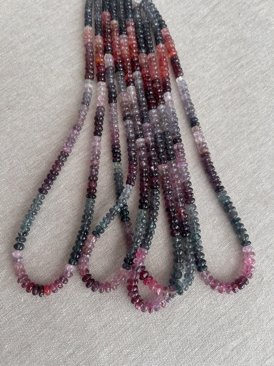 AAA natural multi-color Spinel carved rondelle gemstone beads, 5mm–6mm, for jewelry making. multiple strands, 5 strands