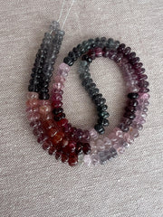 AAA natural multi-color Spinel carved rondelle gemstone beads, 5mm–6mm, for jewelry making. full strand view