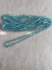 16-inch strand of natural Brazilian Aquamarine faceted rondelle beads, graduated from 3.5mm to 6.5mm for fine jewelry making.