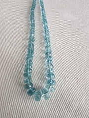 AAA Natural Unheated Aquamarine Rondelle Beads, Graduated 3.5mm to 6.5mm, Faceted, 16" Strand