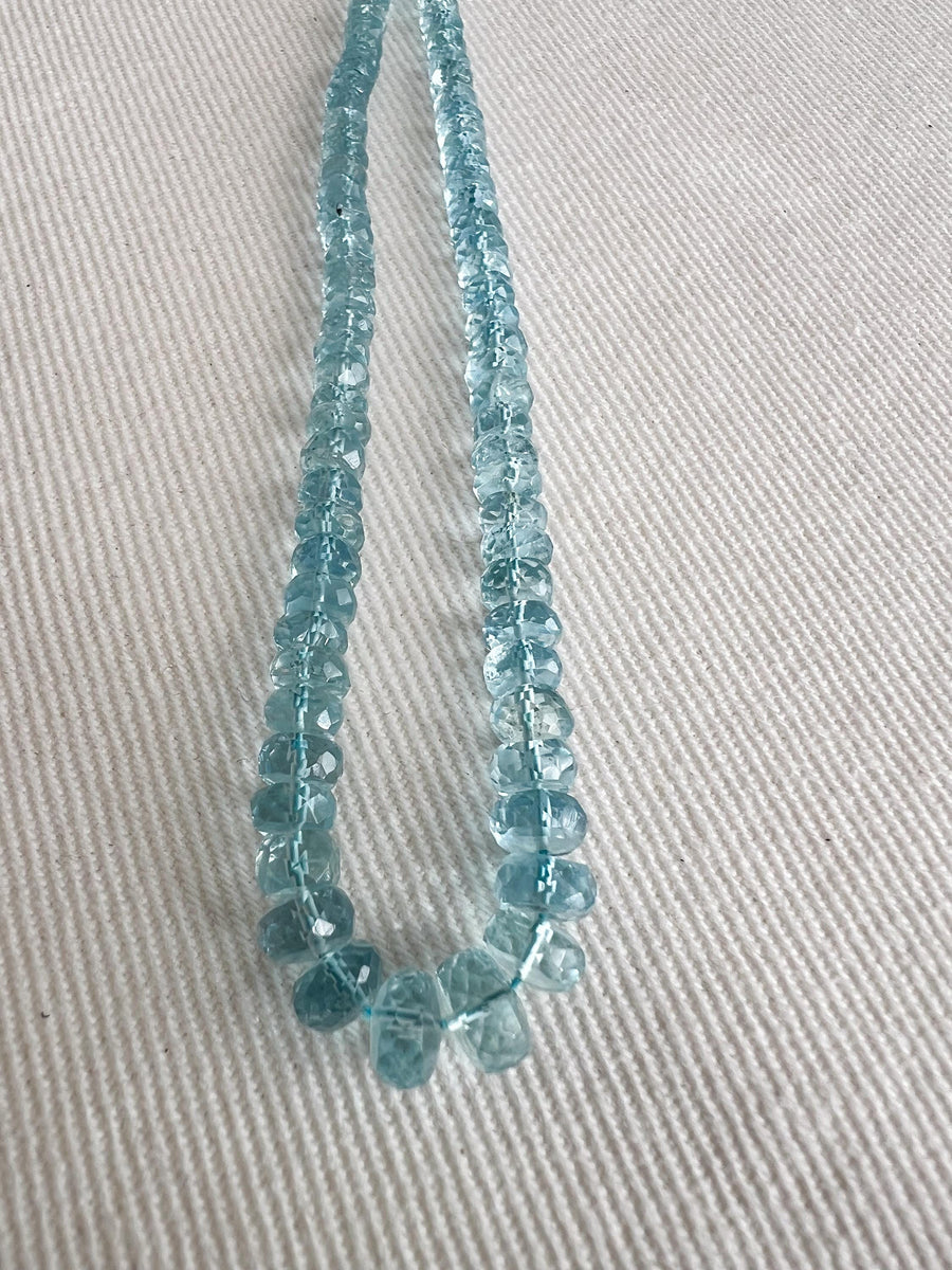 AAA Natural Unheated Aquamarine Rondelle Beads, Graduated 3.5mm to 6.5mm, Faceted, 16" Strand
