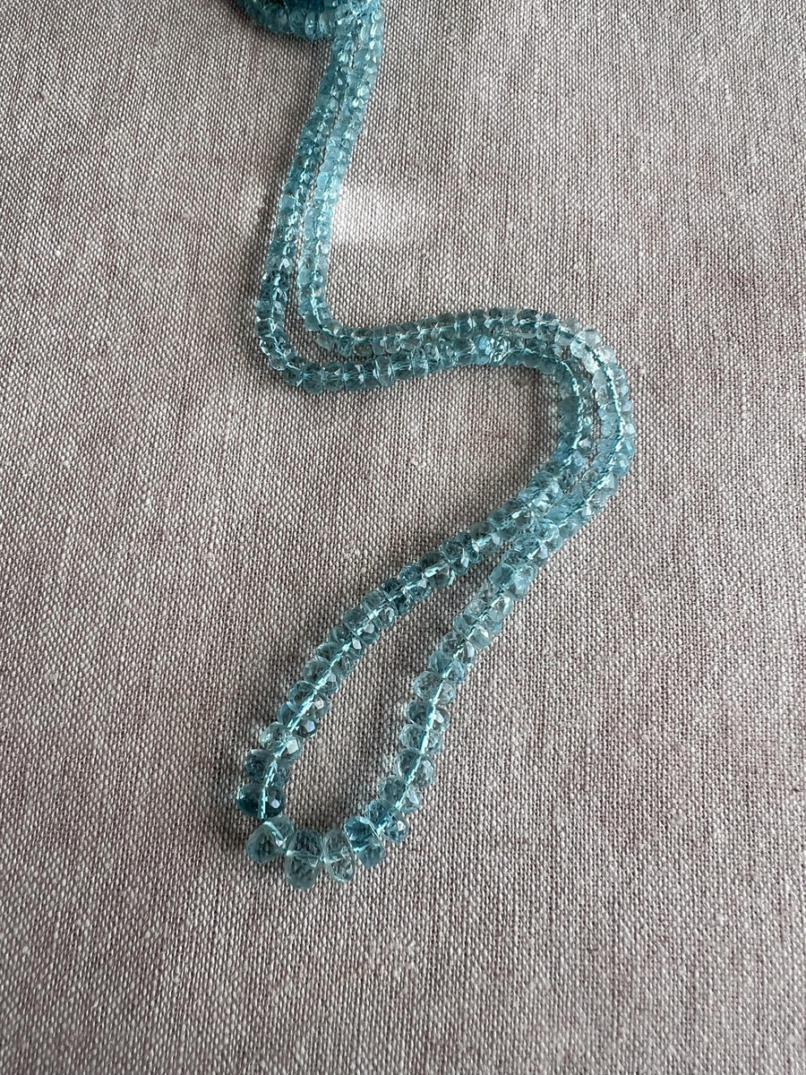 AAA Natural Unheated Aquamarine Rondelle Beads, Graduated 3.5mm to 6.5mm, Faceted, 16" Strand