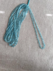 AAA Natural Unheated Aquamarine Rondelle Beads, Graduated 3.5mm to 6.5mm, Faceted, 16" Strand