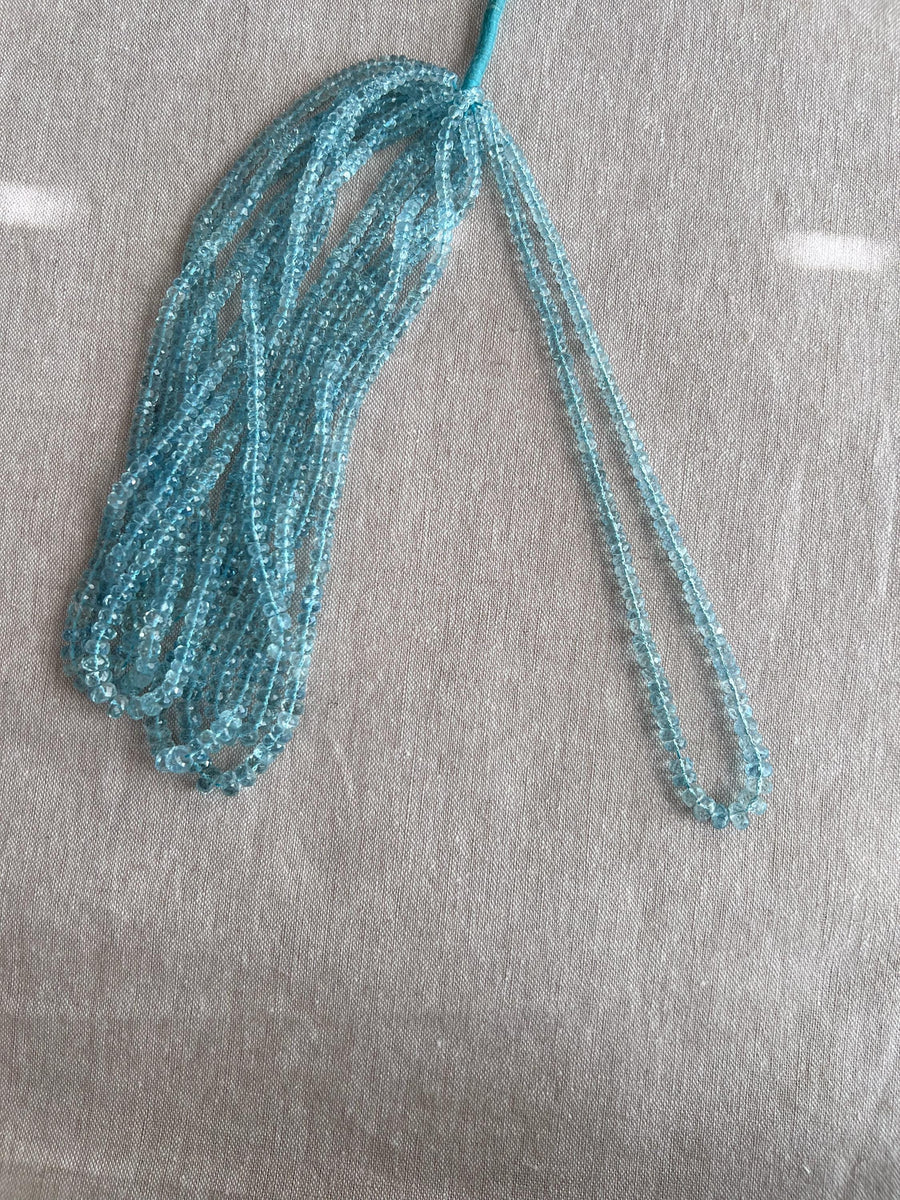 AAA Natural Unheated Aquamarine Rondelle Beads, Graduated 3.5mm to 6.5mm, Faceted, 16" Strand