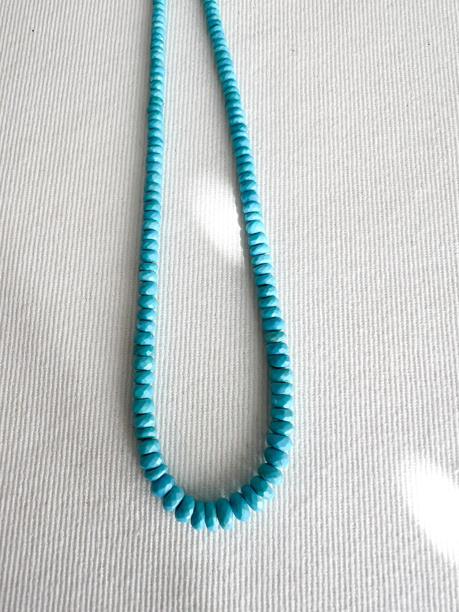 Natural Sleeping Beauty Turquoise AAA Arizona Old-Mine Graduated Faceted Rondelles Beads, 3mm to 6.5mm