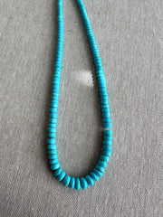 Strand of natural Arizona old-mine Sleeping Beauty Turquoise faceted rondelle beads, graduated from 3mm to 6.5mm for fine jewelry making.