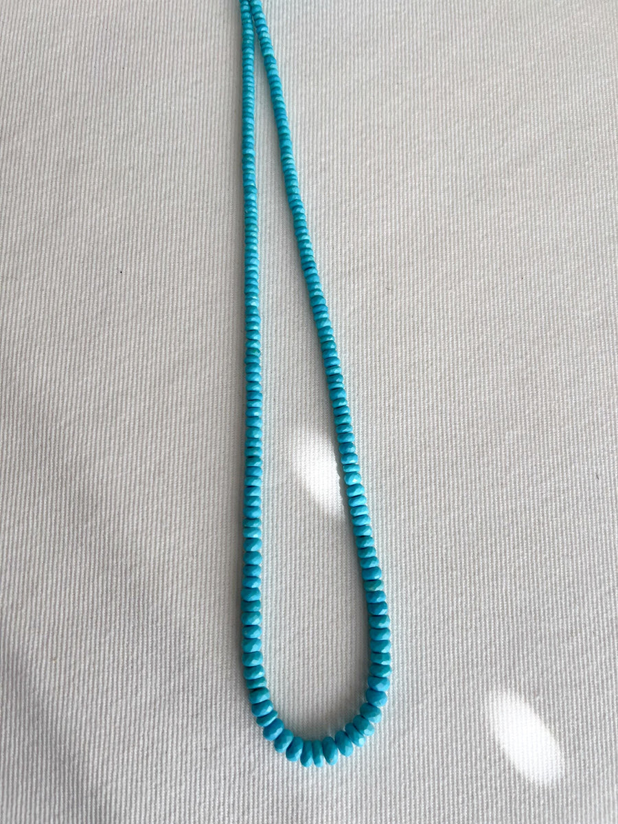 Natural Sleeping Beauty Turquoise AAA Arizona Old-Mine Graduated Faceted Rondelles Beads, 3mm to 6.5mm
