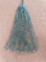 16-inch strand of natural Brazilian Aquamarine faceted rondelle beads, graduated from 3.5mm to 6.5mm for fine jewelry making. multiple. strands