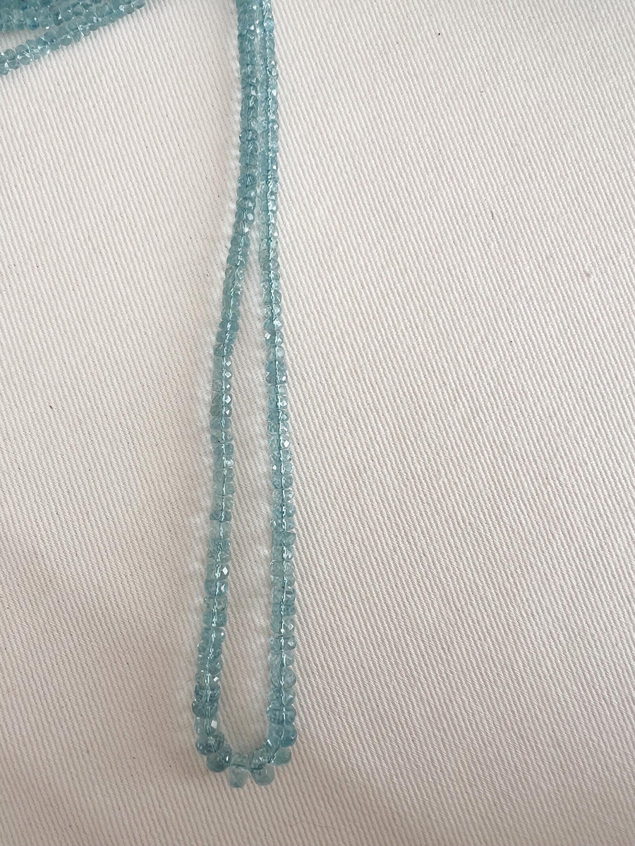 AAA Natural Unheated Aquamarine Rondelle Beads, Graduated 3.5mm to 6.5mm, Faceted, 16" Strand