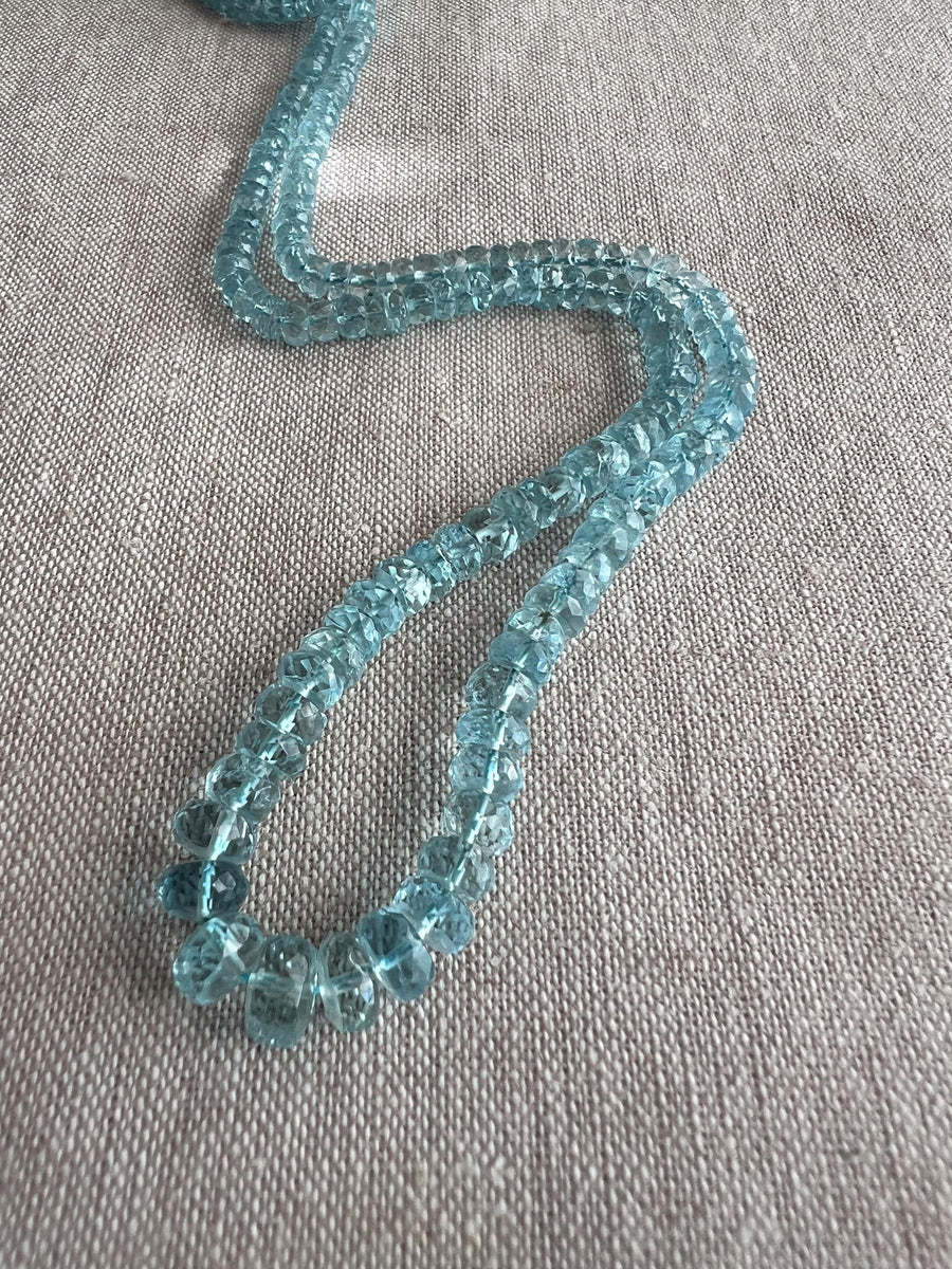 AAA Natural Unheated Aquamarine Rondelle Beads, Graduated 3.5mm to 6.5mm, Faceted, 16" Strand