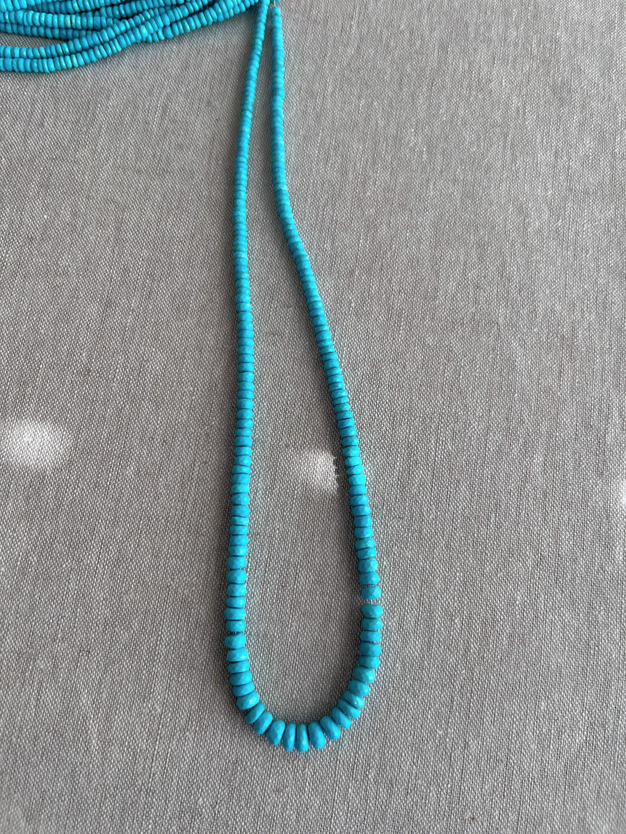 Natural Sleeping Beauty Turquoise AAA Arizona Old-Mine Graduated Faceted Rondelles Beads, 3mm to 6.5mm