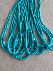 Strand of natural Arizona old-mine Sleeping Beauty Turquoise faceted rondelle beads, graduated from 3mm to 6.5mm for fine jewelry making. multiple strands 