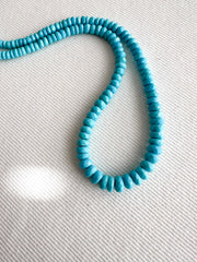 AAA Sleeping Beauty Turquoise gemstone beads featuring precision faceted rondelle shapes and classic Arizona turquoise blue coloration.