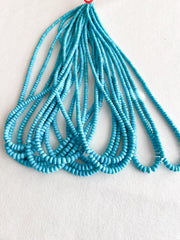 Natural Sleeping Beauty Turquoise AAA Arizona Old-Mine Graduated Faceted Rondelles Beads, 3mm to 6.5mm