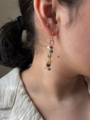 Mixed Gemstone Cascading Earrings