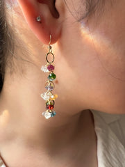 Mixed Gemstone Cascading Earrings