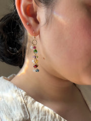 Mixed Gemstone Cascading Earrings