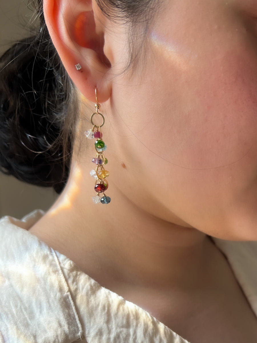 Mixed Gemstone Cascading Earrings