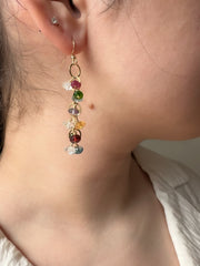 Mixed Gemstone Cascading Earrings