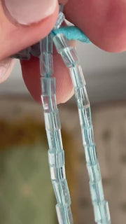 Aquamarine Faceted Cylinder Beads, AA+ Grade, Loose Gemstones
