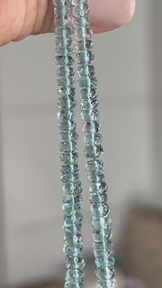 AAA Natural Unheated Aquamarine Rondelle Beads, Graduated 3.5mm to 6.5mm, Faceted, 16" Strand