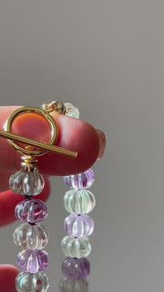 Amethyst and Prasiolite Carved Pumpkin Necklace