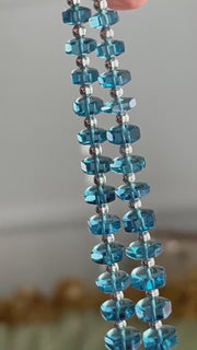 Swiss Blue Topaz Bolt Beads, AAA+ Grade, Natural Gemstones