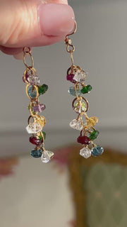 Mixed Gemstone Cascading Earrings