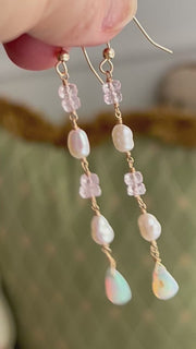 Siren Earrings with Morganite, Pearl and Opals