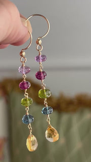 Multi Gemstone Dangle Earrings