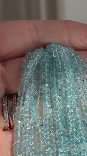 AAA Natural Unheated Aquamarine Rondelle Beads, Graduated 3.5mm to 6.5mm, Faceted, 16" Strand