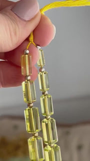 Lemon Quartz Faceted Cylinder Beads, AAA++ Grade, Rare Find