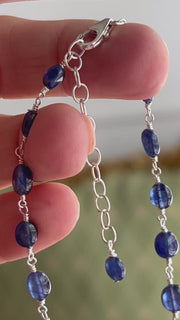 Sapphire and Sterling Silver Lariat Style Necklace