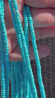 Natural Sleeping Beauty Turquoise AAA Arizona Old-Mine Graduated Faceted Rondelles Beads, 3mm to 6.5mm