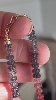 Carved Spinel Rondelle Necklace, Hand Knotted, Fine Gemstone Jewelry, Multi Color Spinel