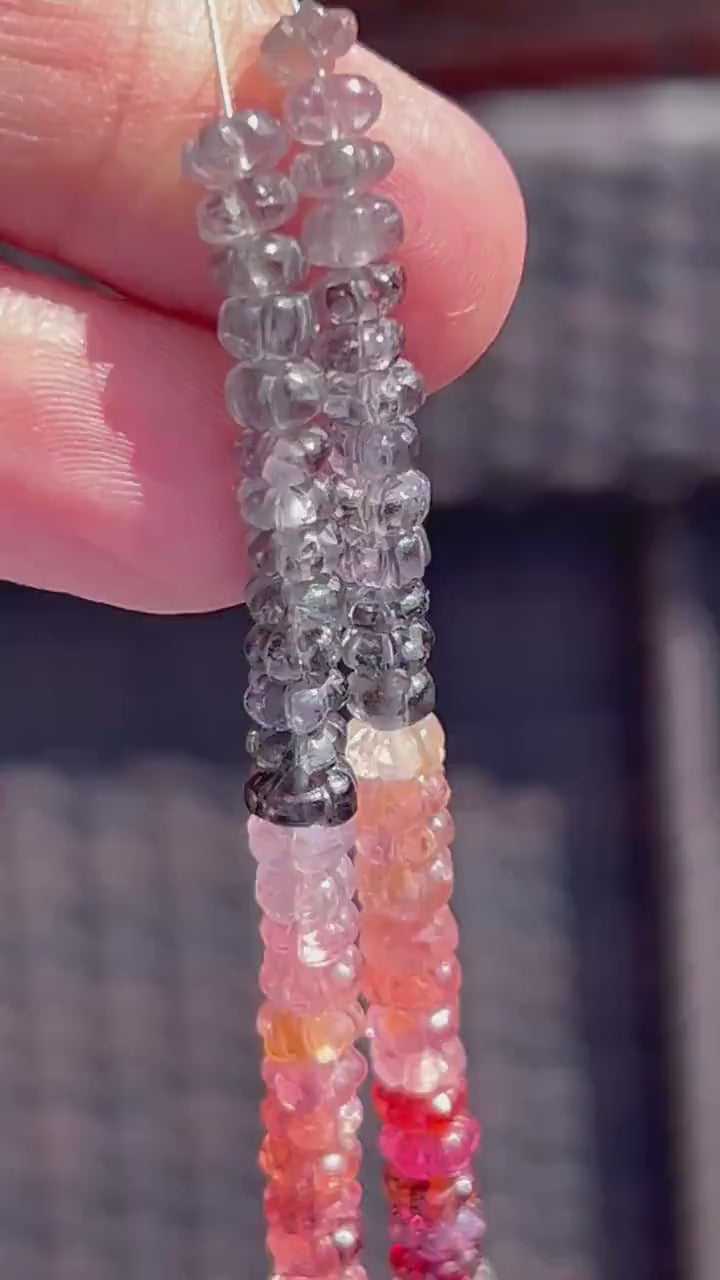 AAA natural multi-color Spinel carved rondelle gemstone beads, 5mm–6mm, for jewelry making. outdoor lighting video