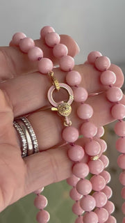 Pink Opal Necklace with Gold Accents, Fine Gemstone Jewelry
