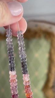 AAA natural multi-color Spinel carved rondelle gemstone beads, 5mm–6mm, for jewelry making.
